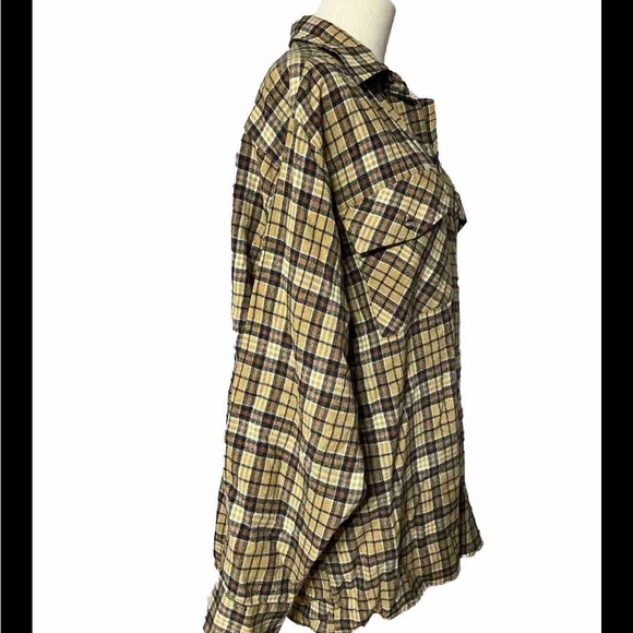 Clay Brooke Outdoor Men’s XL Brown Plaid Long Sleeve Button Down Shirt, - Picture 7 of 9